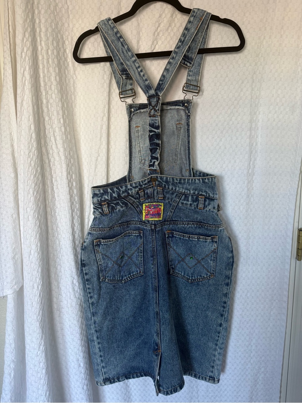 Vintage Crystal 90s Embellished Denim Detachable Overall Skirt 11/12 - Picture 6 of 10